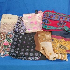 Lot Of 8 Vintage Scarves